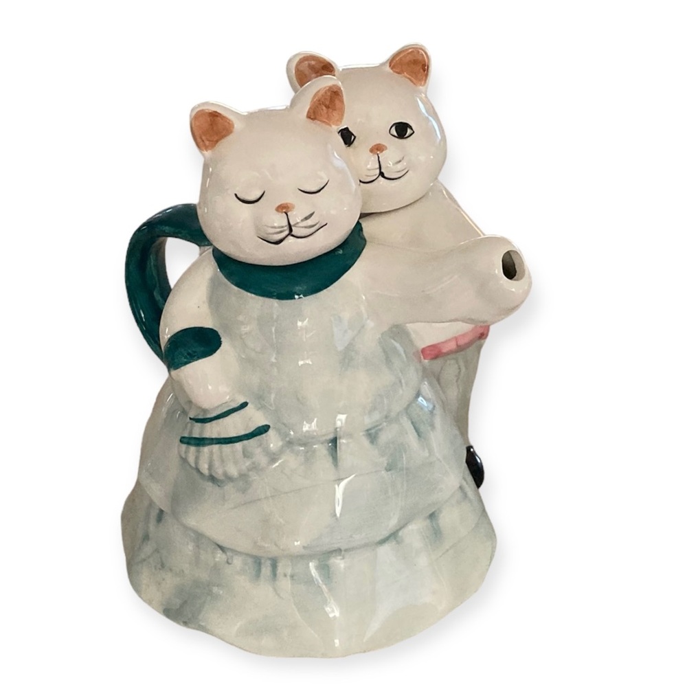 Vintage Dancing Cats Ceramic Teapot Applause Inc.